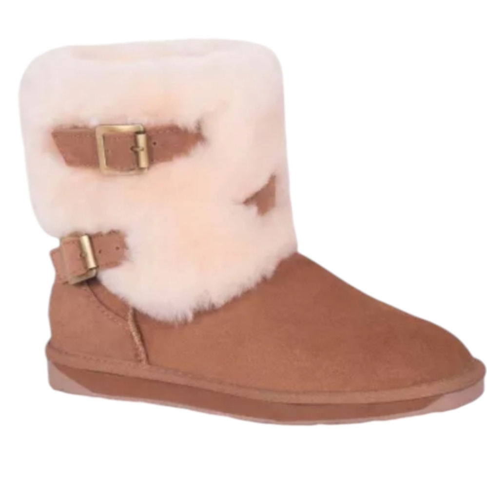 Cloud Nine Sheepskin Women's Two Buckle Outdoor Ankle Boots Chestnut Size 11 - Picture 15 of 16